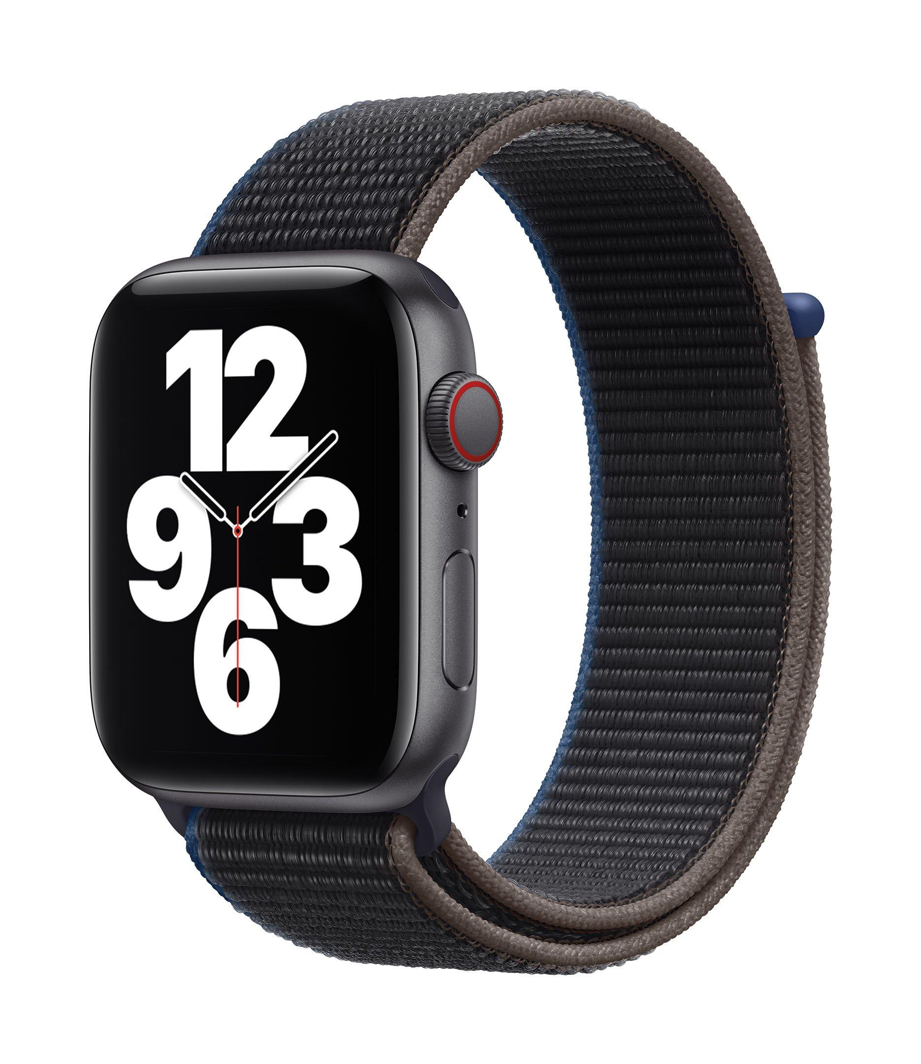 Apple watch space gray aluminum top case with black sport loop 44mm